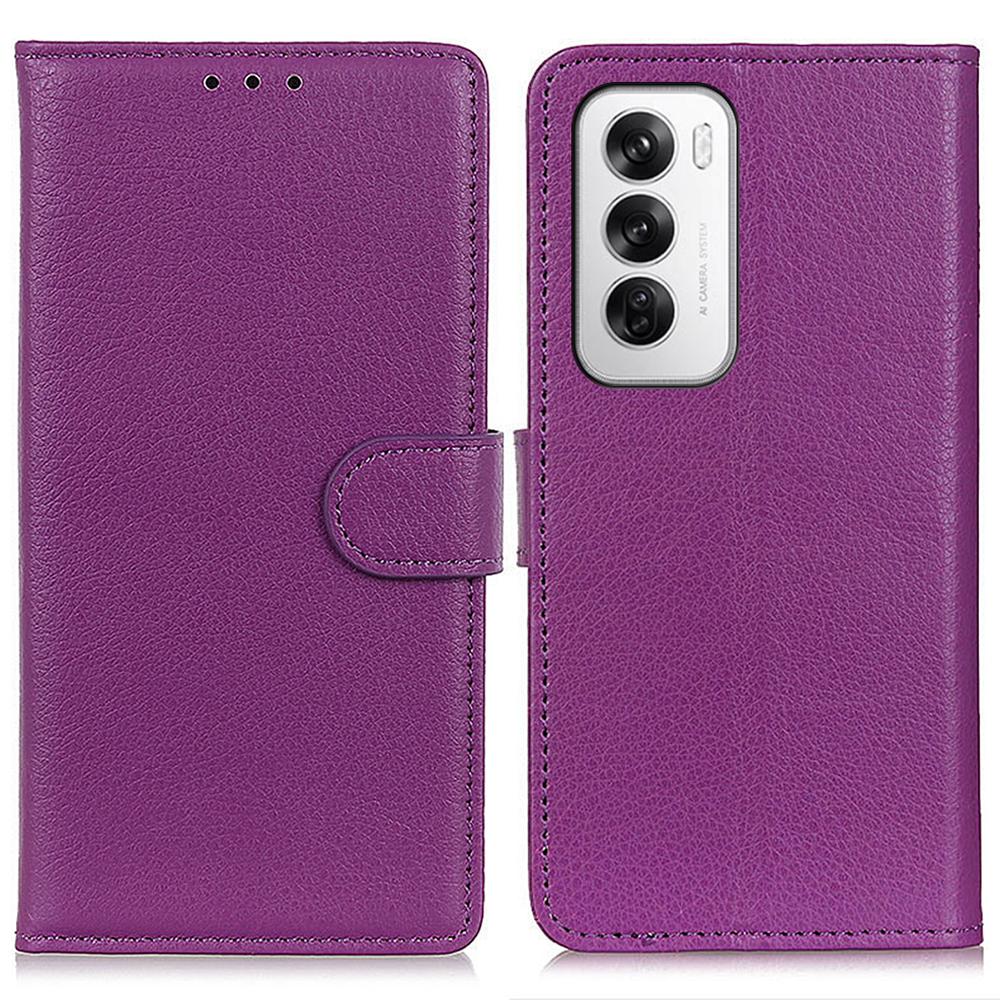 For Oppo Reno12 5G (Global) Stand Case Litchi Texture Leather Wallet Phone Cover