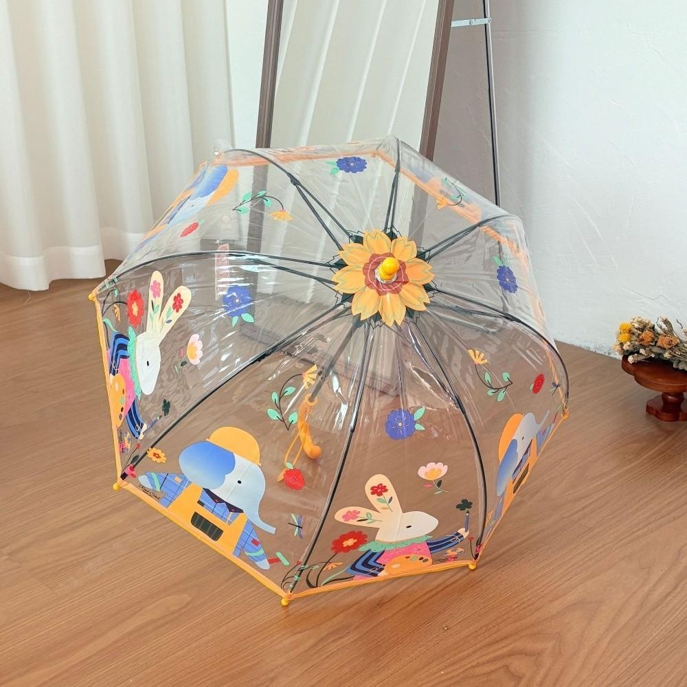 Transparent Long Handle Umbrella Easy Grip Hook Kids Umbrella Lightweight Dome Umbrella  Children