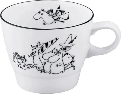Moomin 80th Anniversary Breakfast Mug, 300ml, 10x8cm Diameter, Craft Art, Monotone, Friends, White, MM9401-11