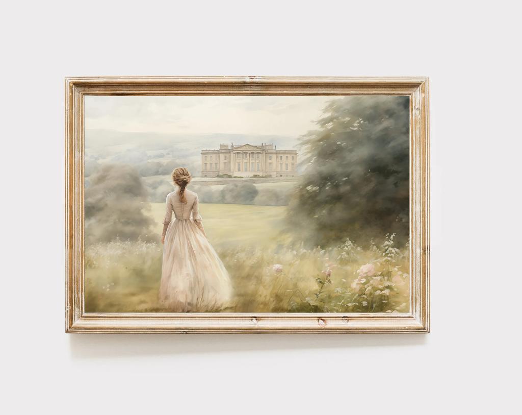Pride and Prejudice Wall Art Print Canvas Oil Painting Elizabeth Bennet and Mr Darcy Cottagecore Posters Home Decor