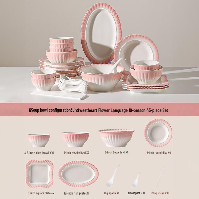 Sweetheart Floral Ceramic Tableware Set