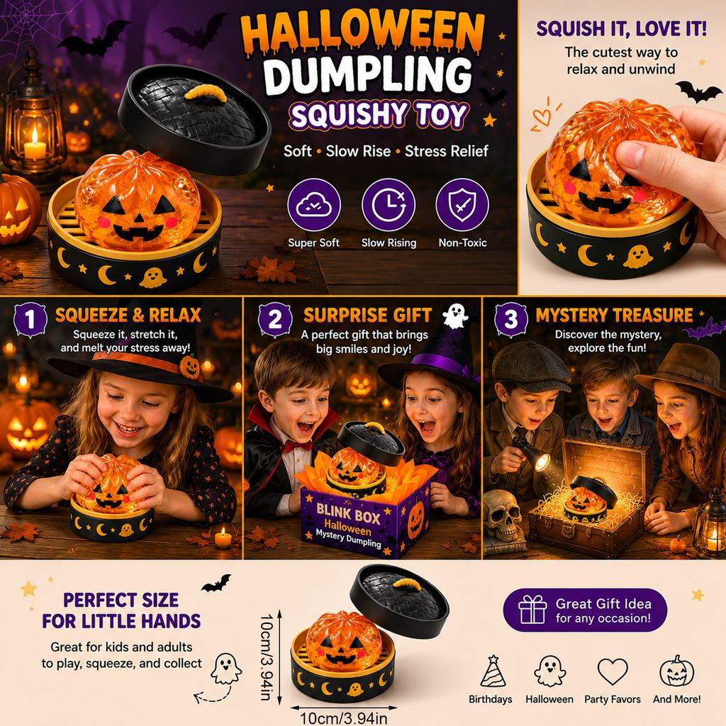 Squishy Pumpkin Shaped Stress Relief Toy with Steamer Basket Design Soft Slow Rising Sensory Squeeze Toy for Kids and Adults Halloween Theme