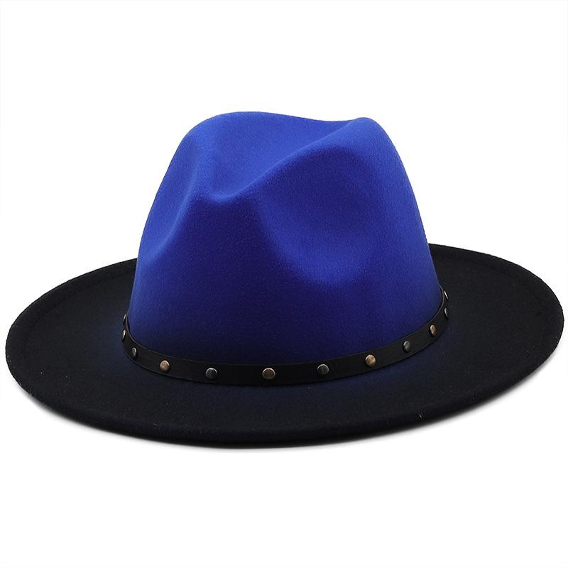 European, American and British style men and women's new spray-painted jazz woolen hat autumn and winter fashion big eaves hat