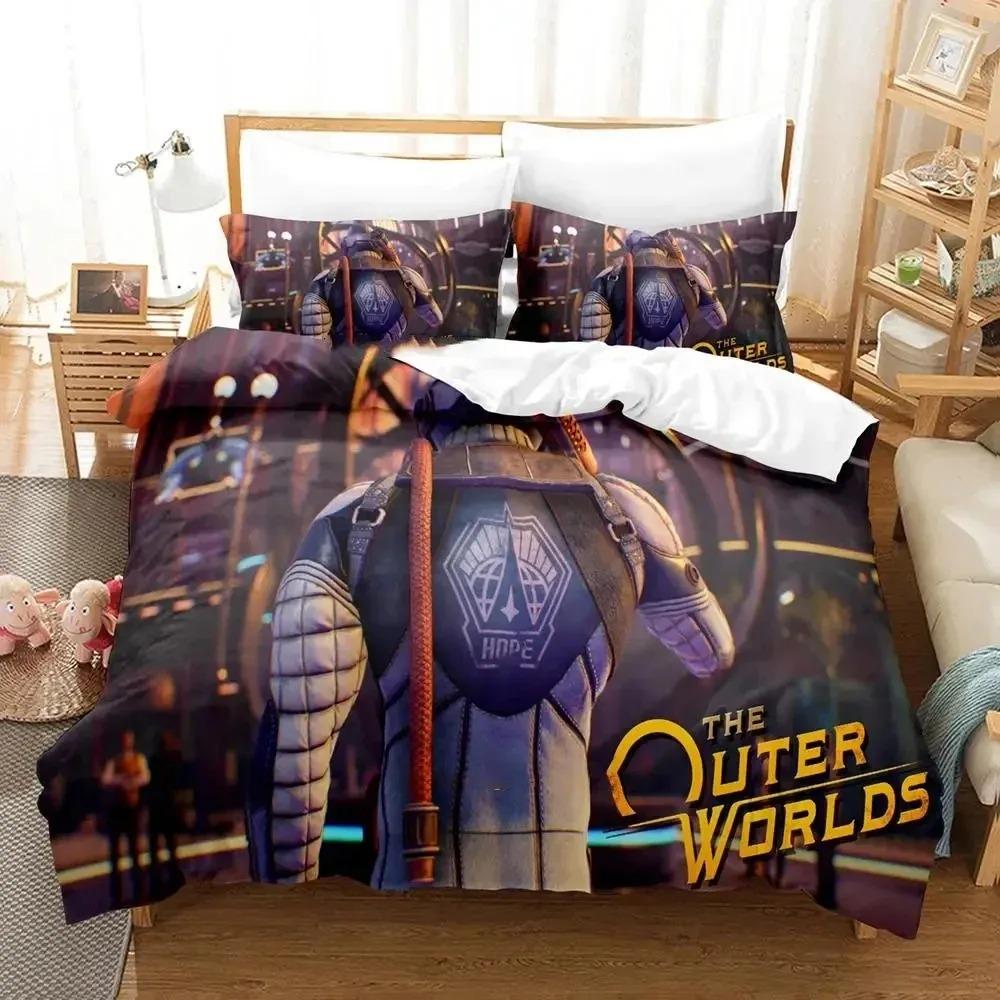 3D Print Game Outer Worlds Bedding Set Duvet Cover Bed Set Quilt Cover Pillowcase Comforter King Queen Size Boys Adult Bedding
