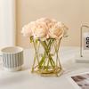 Nordic Style Golden Vase Metal Flowers Pot Floral Flower Arrangement Alloy Glass Vases Desk Decoration Luxurious Home Decor