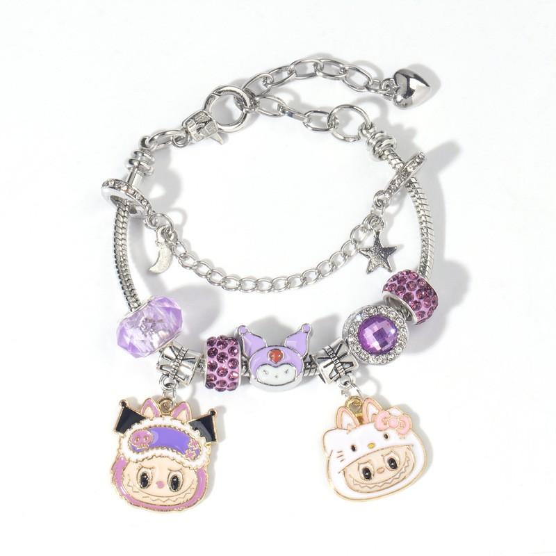 Cute Cartoon Charms Bracelet Women Men Zinc Alloy Adjustable Chain With Kuromi Cinnamoroll My Melody Hello Kitty