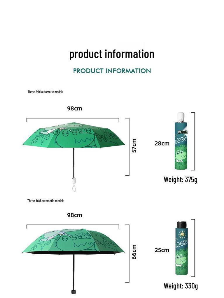 Cartoon Mini Sun & Rain Five-Fold Umbrella for Women - Portable, Sunscreen, and Dual-Use
