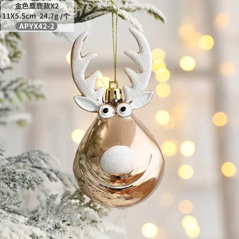 Christmas Antlers Deer Tree Pendants Hanging Balls Ornaments Xmas Decorations Ceiling Cute Deer Head Party Supplies Gifts