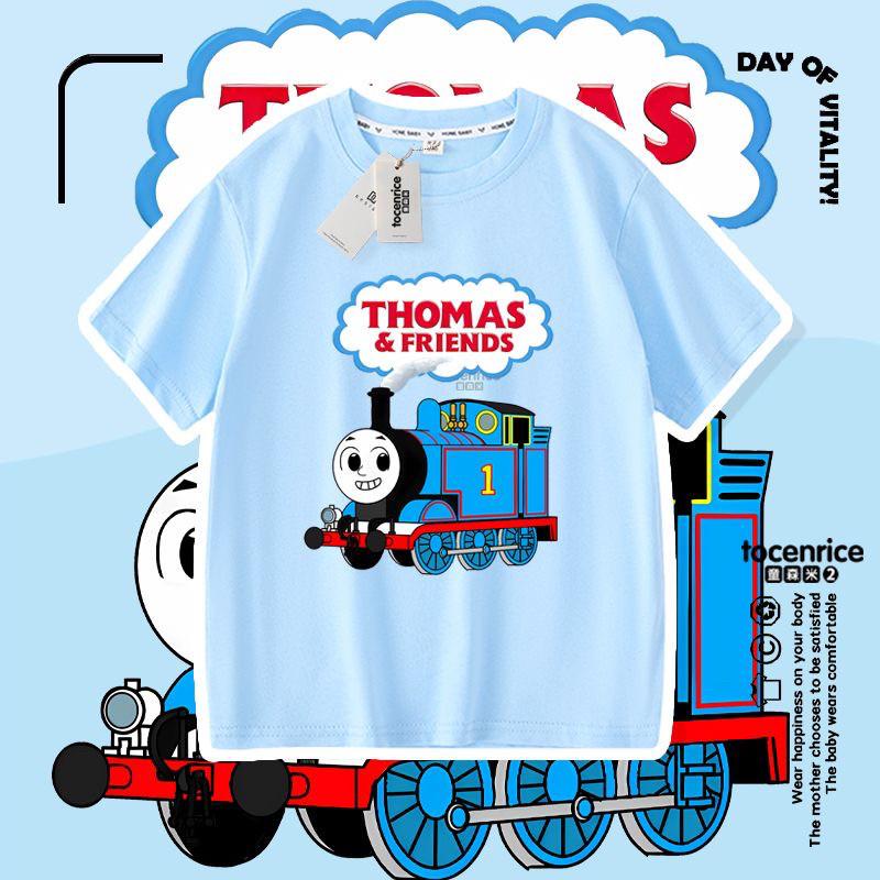 Boys Pure Cotton Lightweight TShirt Thomas Train Childrens Clothing Summer Wear ShortSleeved Shirt for Kids