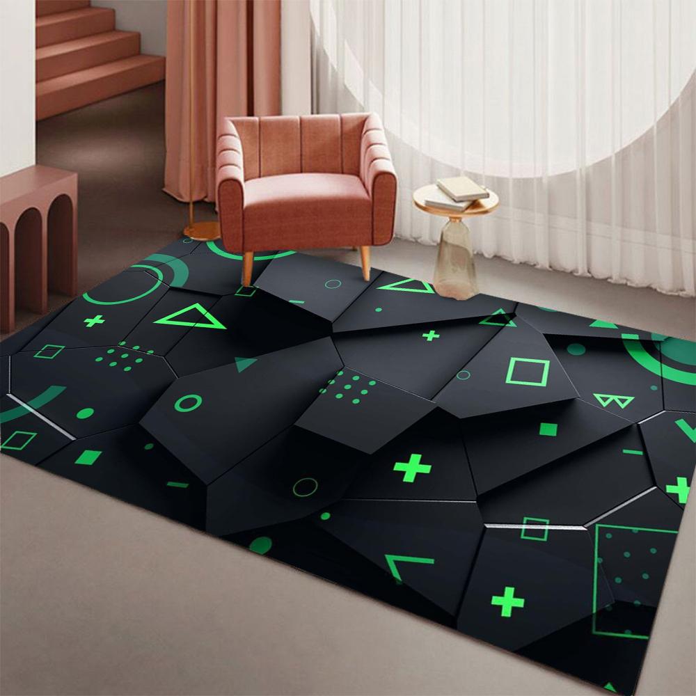 Blue Hexagon Glow Carpet Soft Non-slip Large Area Rug Living Room Bedroom Home Decoration Washable Lounge Sofa Coffee Tables Mat