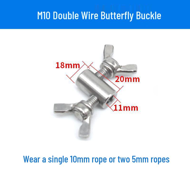 304 Stainless Steel Wire Rope Butterfly Buckle Clip, Single/Double Strand Locking Clip, Hand-Tightening Round Hole Card Head.