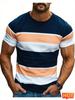 Summer Simple Striped Graphic T Shirts For Men Fashion Short Sleeve 3D Printed Crew Neck T-shirts Loose Breathable Top