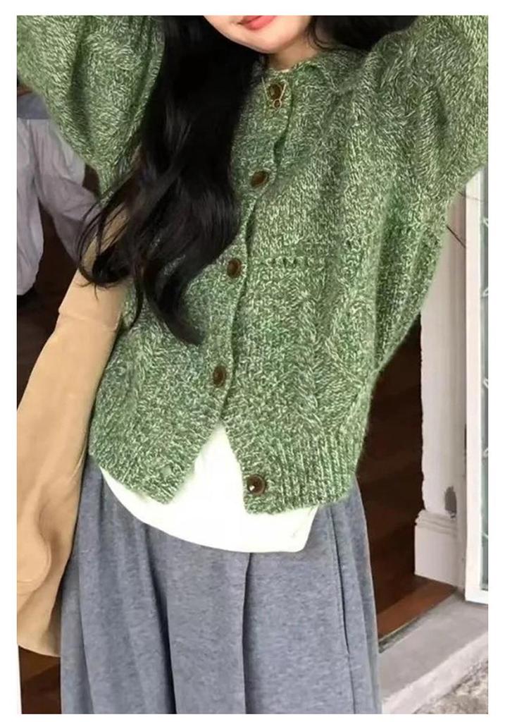 Women's Retro Loose Knit Wool Cardigan - Korean Autumn/Winter Style