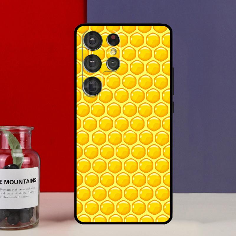 Golden Honeycomb Honey Bee Funda Case For Samsung Galaxy S25 Ultra S9 S10 S20 FE S21 S22 S23 Plus S24 Ultra Phone Cover
