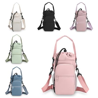 Nylon Water Bottle Holder Bag Water-resistant Large Capacity Carrier Bag Portable with Strap Insulating Cup Sleeve