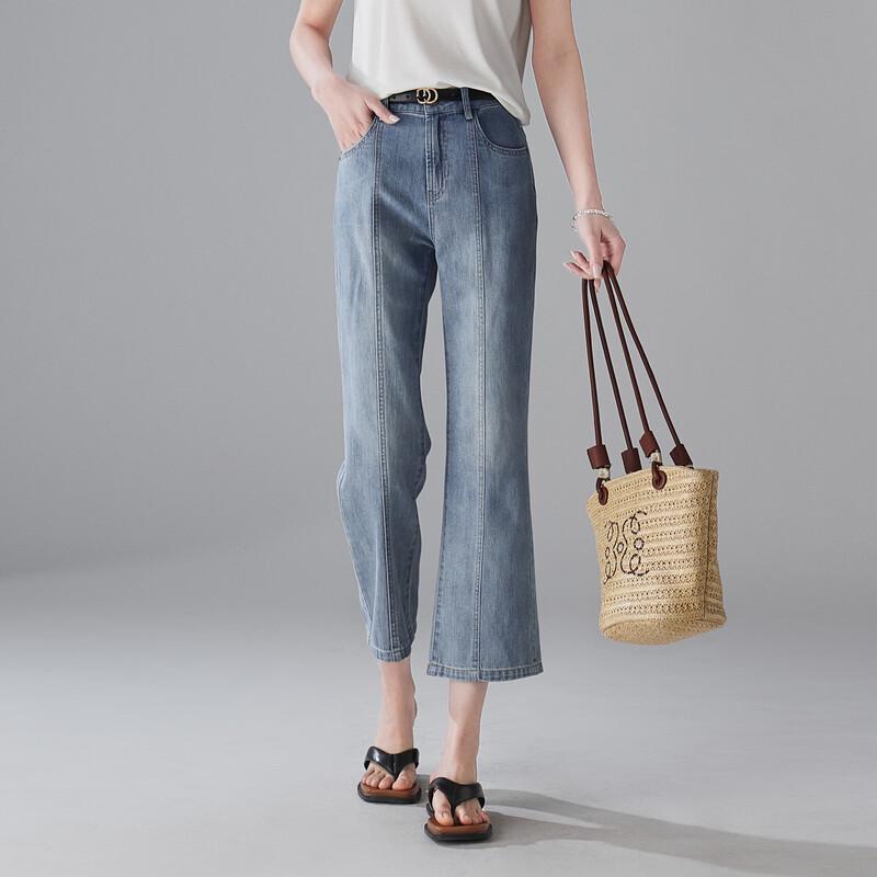 SOFSIL Women s High-Waist Linen Blend Flare Jeans M