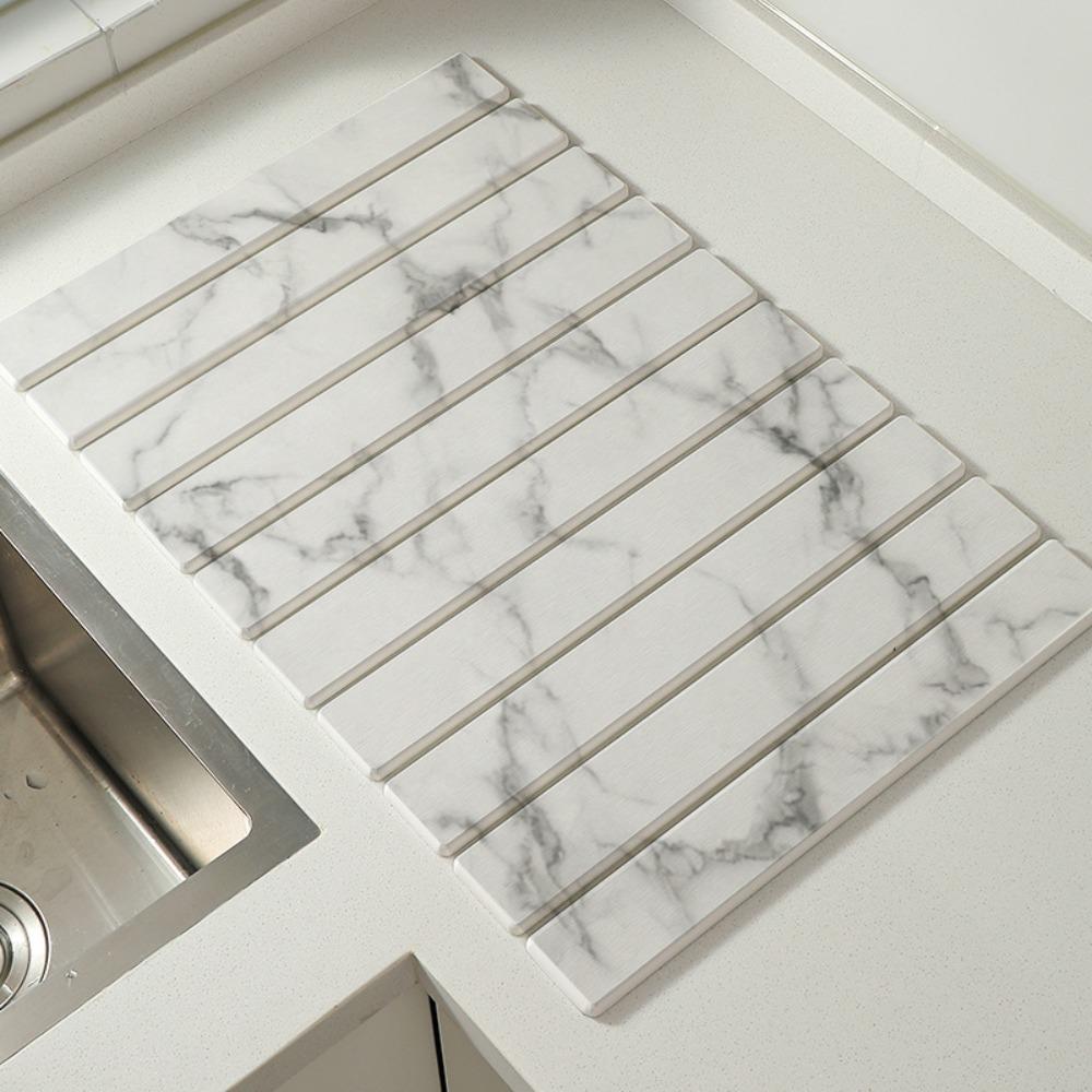 Foldable Stone Dish Drying Mat Absorbent Placemat Multifunctional Dish Drainer Mat  Sink