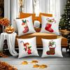 Red Socks Merry Chrismas Pillow Case Short Plush Double-sided Print Square Throw Pillow Covers Sofa Home Cushion Decor