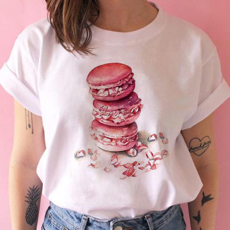 New Bestselling Cartoon Ice Cream Printed Roundneck Womens Shortsleeved Casual Tshirt Women Clothing S