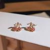 Exquisite Mini Cherry Earrings: S925 Sterling Silver with 14k Gold Plating and Sparkling Zircon