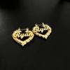 Personalized 18k Gold Plated Name Bamboo Hoop Earrings Stainless Steel 30mm 50mm 70mm 90mm Custom Heart Hoops Party DIY Gift