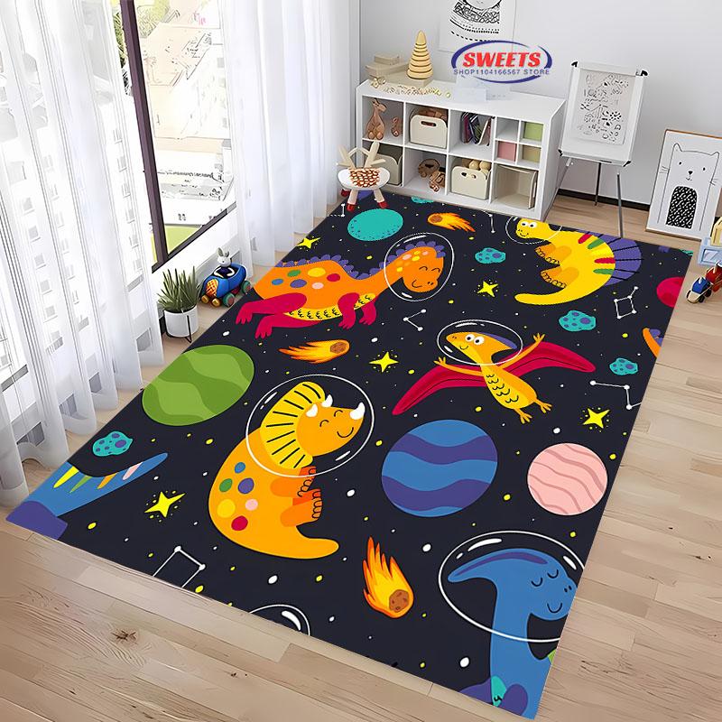 Cartoon Dinosaur Space Carpet for Living Room Cartoon Childrens Bedroom Rug Sofa Doormat Kitchen Floor Mat Anti-slip Decor Gifts
