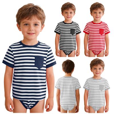 Roupa para Crianças Unisex com Necessidades Especiais Body Gola Redonda Manga Curta Fecho de Botão na Entreperna Top 2 em 1