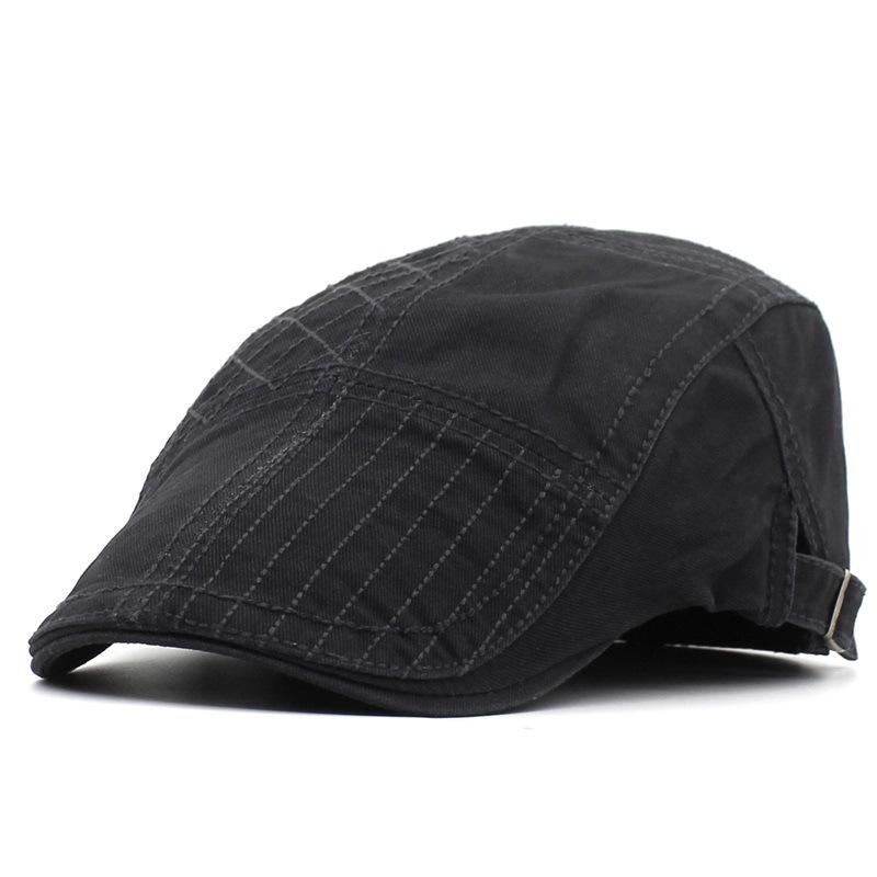 New Men's Beret, Cotton Casual Cap, Embroidered Forward Hat Outdoor Sun Hat