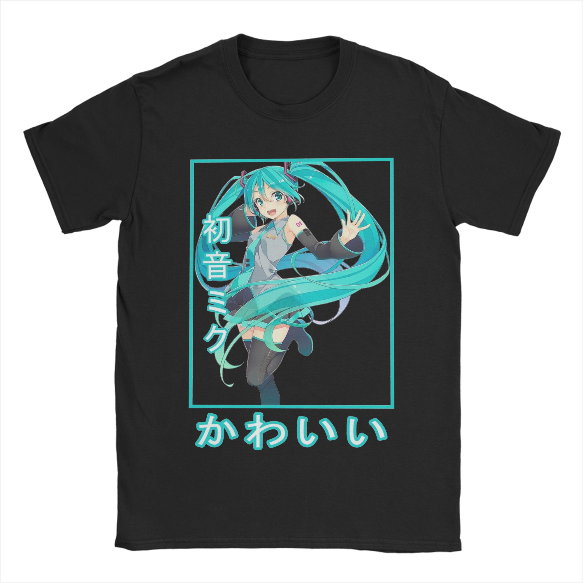 

VOCALOID Hatsunes Mikus TShirts Men Women Manga Pure Cotton Tee Shirt Round Collar Short Sleeve T Shirts Plus Size Clothes 4XL