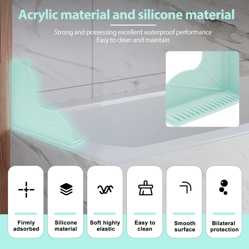 2Pcs Shower Splash Guard Silicone Shower Water Guard with Strong Suction Cups Reusable Bathtub Corner Splash Guard for Bathroom