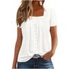 Summer Loose Casual Solid Color Square Neck Short Sleeved Top Versatile Women's T-shirts