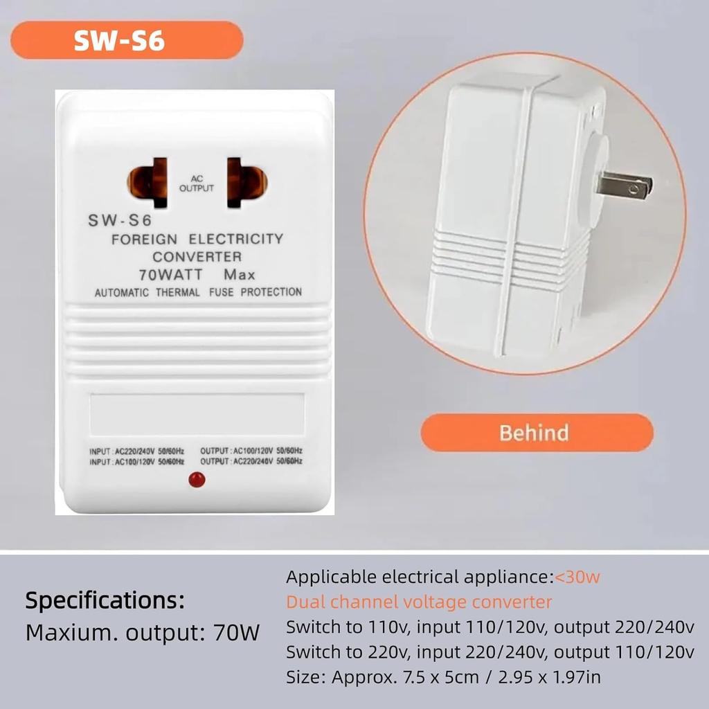 Voltage Converter 70W 110V/120V to 220V/240V Step-Up&Down Voltage Converter Transformer for Travel