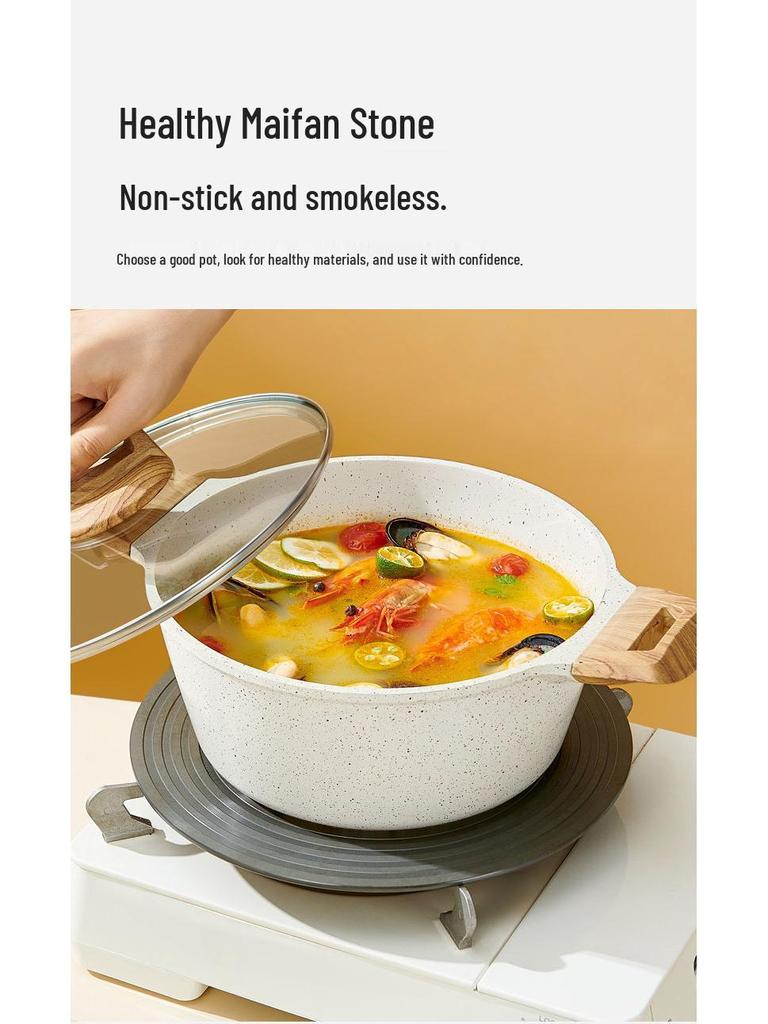 Mingjue Non-stick Maifan Stone Soup & Stew Double-ear Pot for Induction Cookers