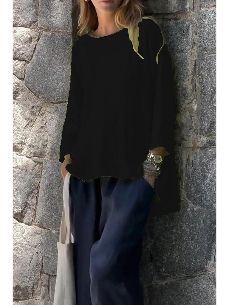 Women's 2025 Nine-Sleeve Cotton Linen Loose Top