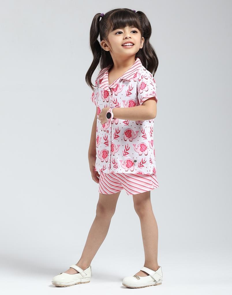 MONTE CARLO Girl's Regular Fit Printed Half Sleeve Short Set