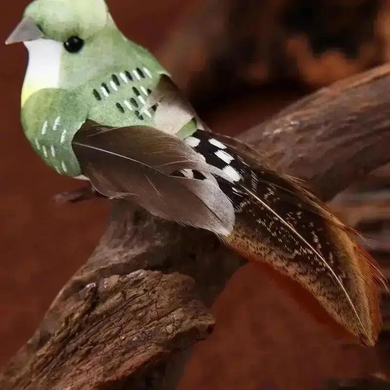 12pcs/box Handmade Simulation Pearl Hair Bird Creative Feather Bird With Claw Iron Wire Garden Decoration