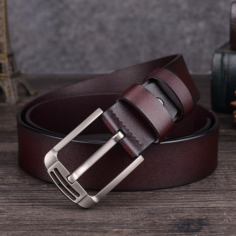 

Leather Belt, Men S Pin Buckle Belt, Casual Retro Pure Cowhide Belt For Men 125cm темно-коричневого кольору