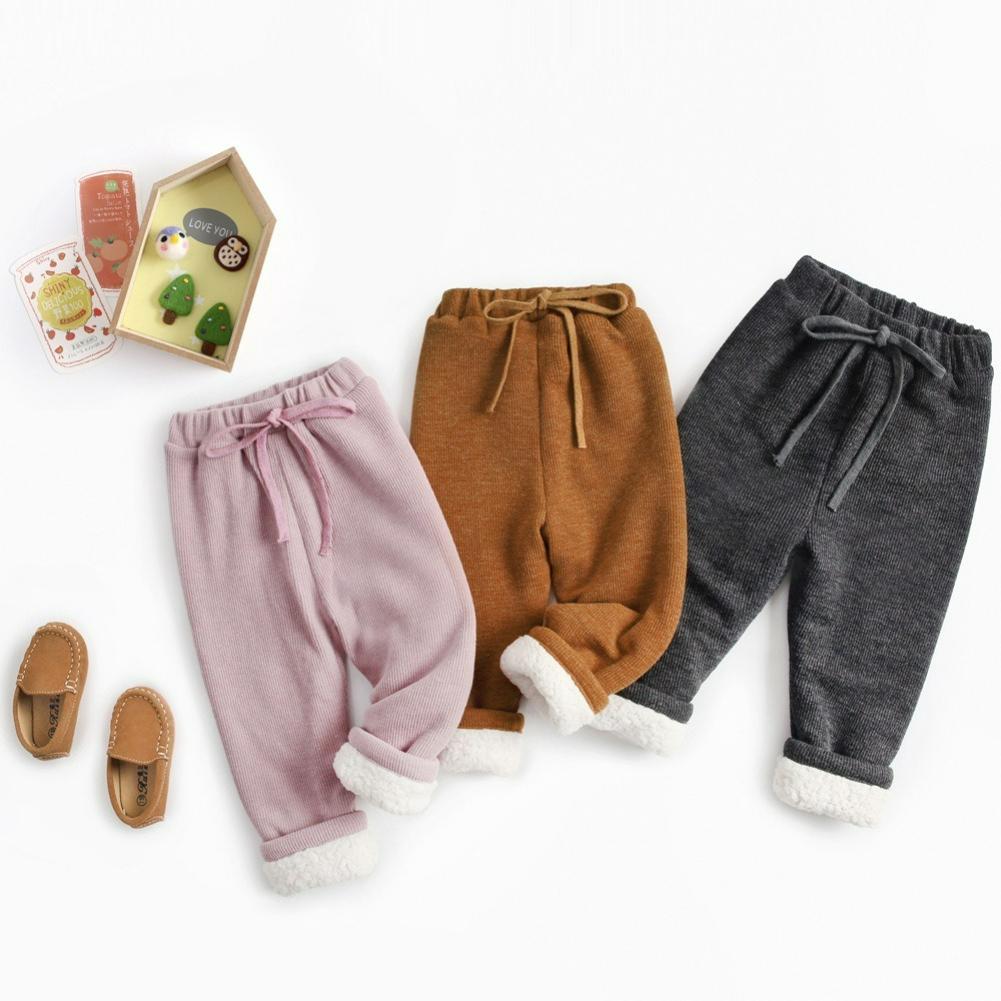 Baby Autumn and Winter Pit Trousers Plus Velvet Thickened Men's and Ladies's Children's Warm Trousers Lamb Velvet Baby Cotton Trousers Korean Version