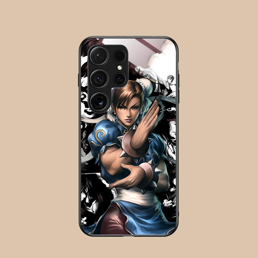 Street Fighter Chunli Phone Case for Samsung Galaxy A56 55 54 53 52 51 36 35 34 23 16 15 5G Glass Colorful Cover Luxury Pretty