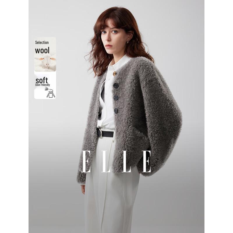 ELLE Lamb Wool Blend Short Coat L