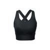 Atmungsaktives, gepolstertes Sport-Tanktop mit Aufdruck für Damen, mittlerer Halt, Schwarz DM0554-010