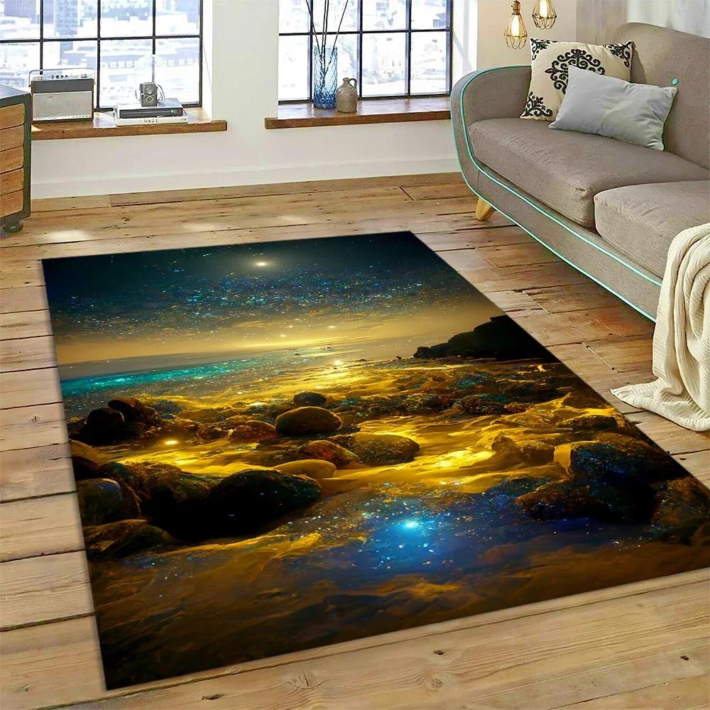 2025 New Style Colorful Pebble Rainbow Road Beach Stone Nature Carpet Rug for Living Room Bedroom Home Sofa,Non-slip Floor Mat