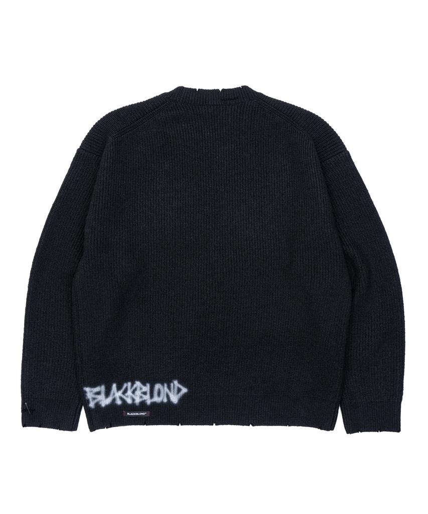 BLACKBLOND Vividi Hand-Stitched Logo Ript Sweater (Black)