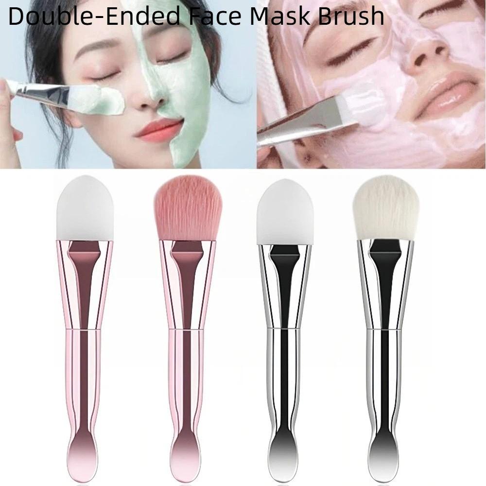 Chrome Handle Double-Ended Face Mask Brush Soft Hair Foundation Applicator  Beauty Tool