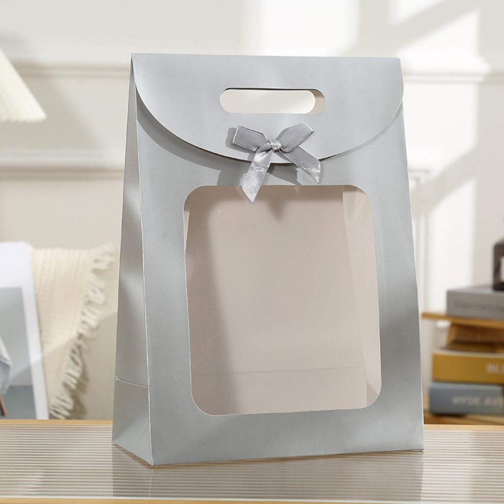 Foldable bow transparent gift bag, suitable for packaging small gifts for birthdays and holidays