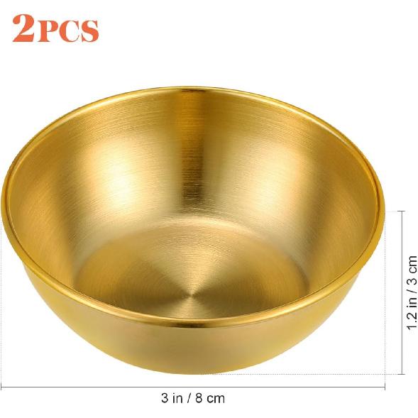 Kichvoe 2Pcs Brass Offering Bowl: Stainless Steel Buddhist Offering Bowl Mini Water Bowl Holy Water Bowl Yoga Meditation Bowl Gold Bowl Saucers Bowl