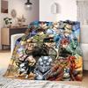 JoJo's Bizarre Adventure Cartoon Flannel Blanket, Printed Design for Bed and Sofa, Soft Home Decor, Picnic Travel Blanket_LIAN