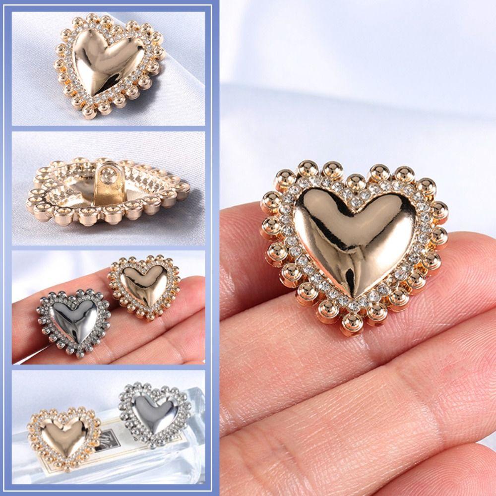 8Pcs 19/25MM Size Metal Shank Buttons Vintage Sewing Buttons Luxury Heart-Shaped Buttons DIY Outfit