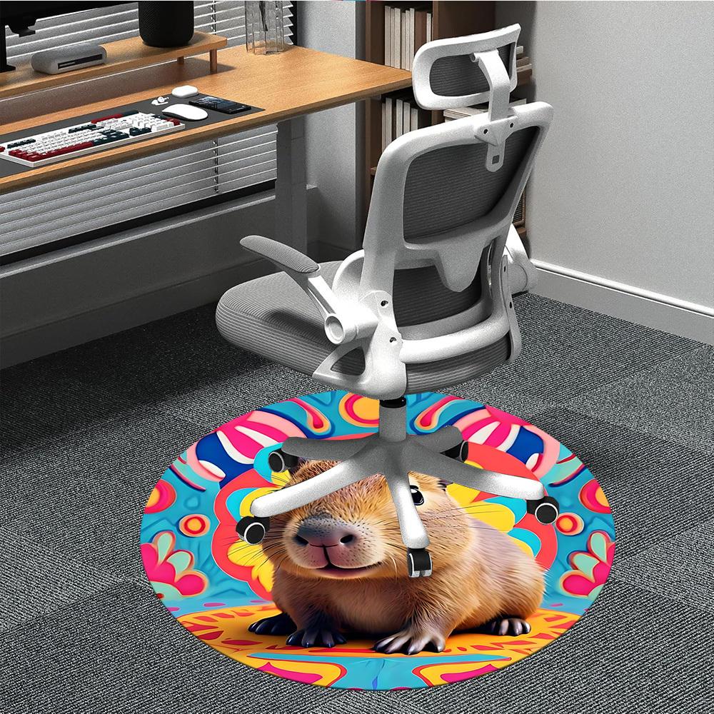 

1pc Capybara Psychedelic Chair Carpet for Office - Durable, Ideal for Chair Mats, Stylish & Functional Decorative Rug yy260203065 80cm by 80cm