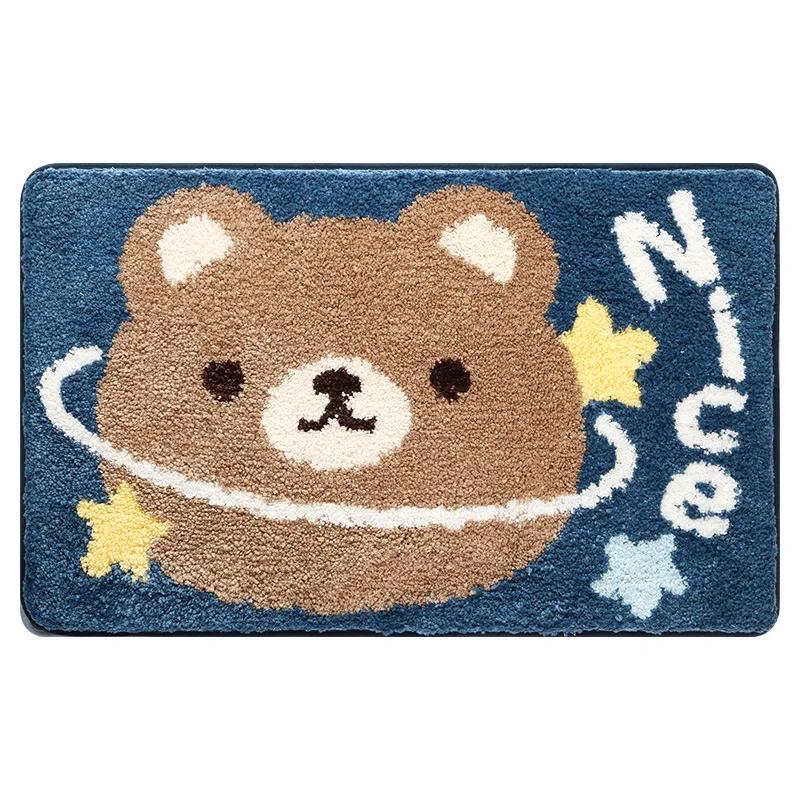 Frog and Bear Flocking Bath Mat Home Decoration Door Mat Non-slip Absorbent Bathroom Doormat Super Soft Fiber Bath Rug